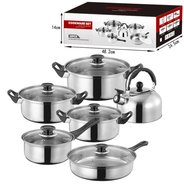 Stainless Steel Pot Set Pot Milk Pot Soup Pot Frying Pan With Kettle - Image 3