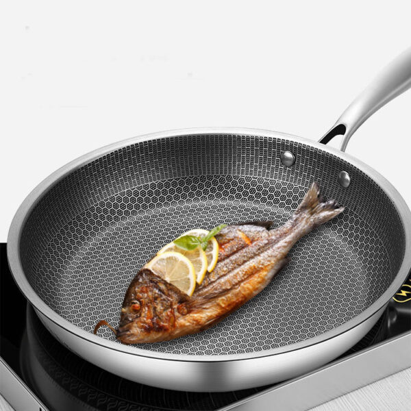 Stainless Steel Full Screen Honeycomb Frying Pan - Image 5