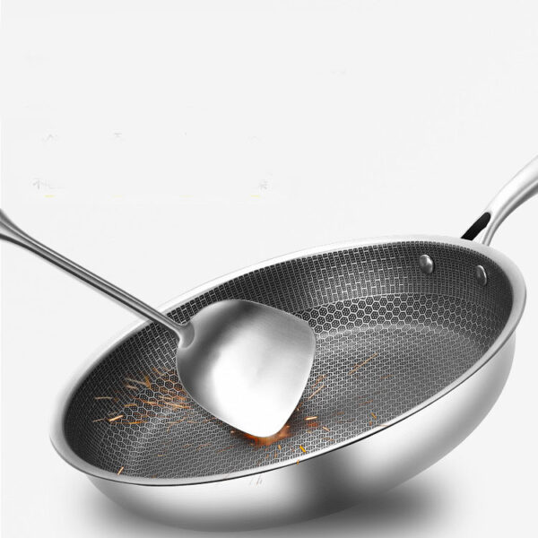 Stainless Steel Full Screen Honeycomb Frying Pan - Image 4