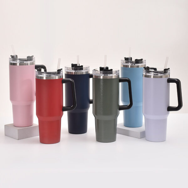 40oz Stainless Steel Thermos Cup Fashion Simple Handle Large Ice Cup - Image 7