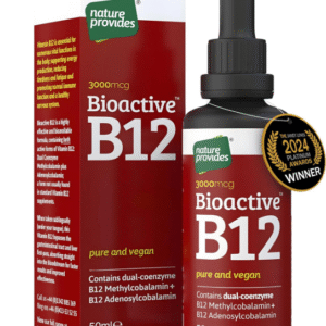 Vitamin B12 Liquid Drops (3000 mcg) Made in UK by Nature Provides - Methylcobalamin + Adenosylcobalamin (50ml), High Strength, Bioactive, Vegan, Energy & Sleep Support, Sublingual, Like B12 injections