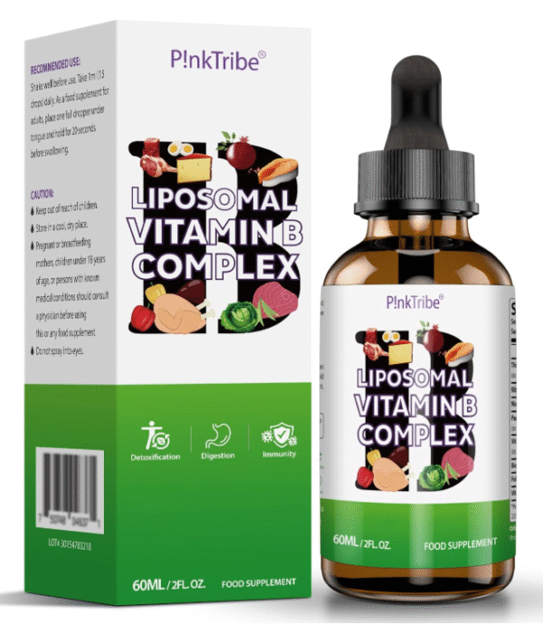 Liposomal Vitamin B Complex Liquid - High Strength B-Vitamin Complex Drops, Supports Immune System and Energy Levels, 60ml (Pack of 1)