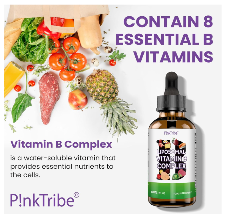 Liposomal Vitamin B Complex Liquid – High Strength B-Vitamin Complex Drops, Supports Immune System and Energy Levels, 60ml (Pack of 1)