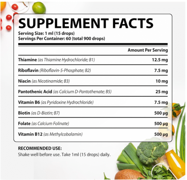 Liposomal Vitamin B Complex Liquid - High Strength B-Vitamin Complex Drops, Supports Immune System and Energy Levels, 60ml (Pack of 1) - Image 5