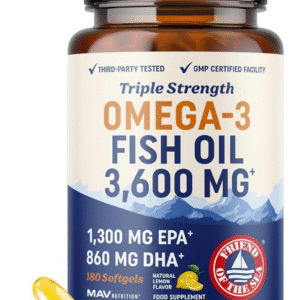 Omega-3 Fish Oil Supplement 3600 mg | EPA & DHA | Best Source of Omega 3 | Ultimate Brain, Joint, & Eye Health Support for Men & Women | Non GMO Burpless Lemon Softgel Capsules 2000mg Plus (180 Pills)